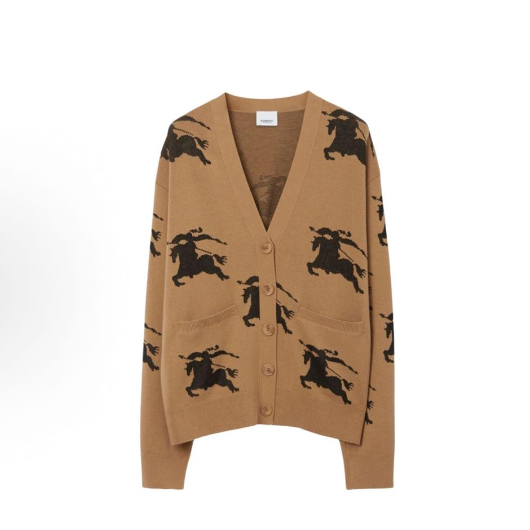 BURBERRY/博柏利V领排扣图案印花针织毛衣 lj