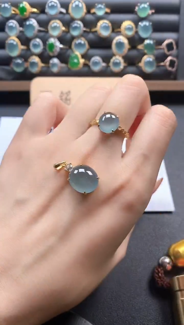 银S925镶嵌戒指翡翠51511