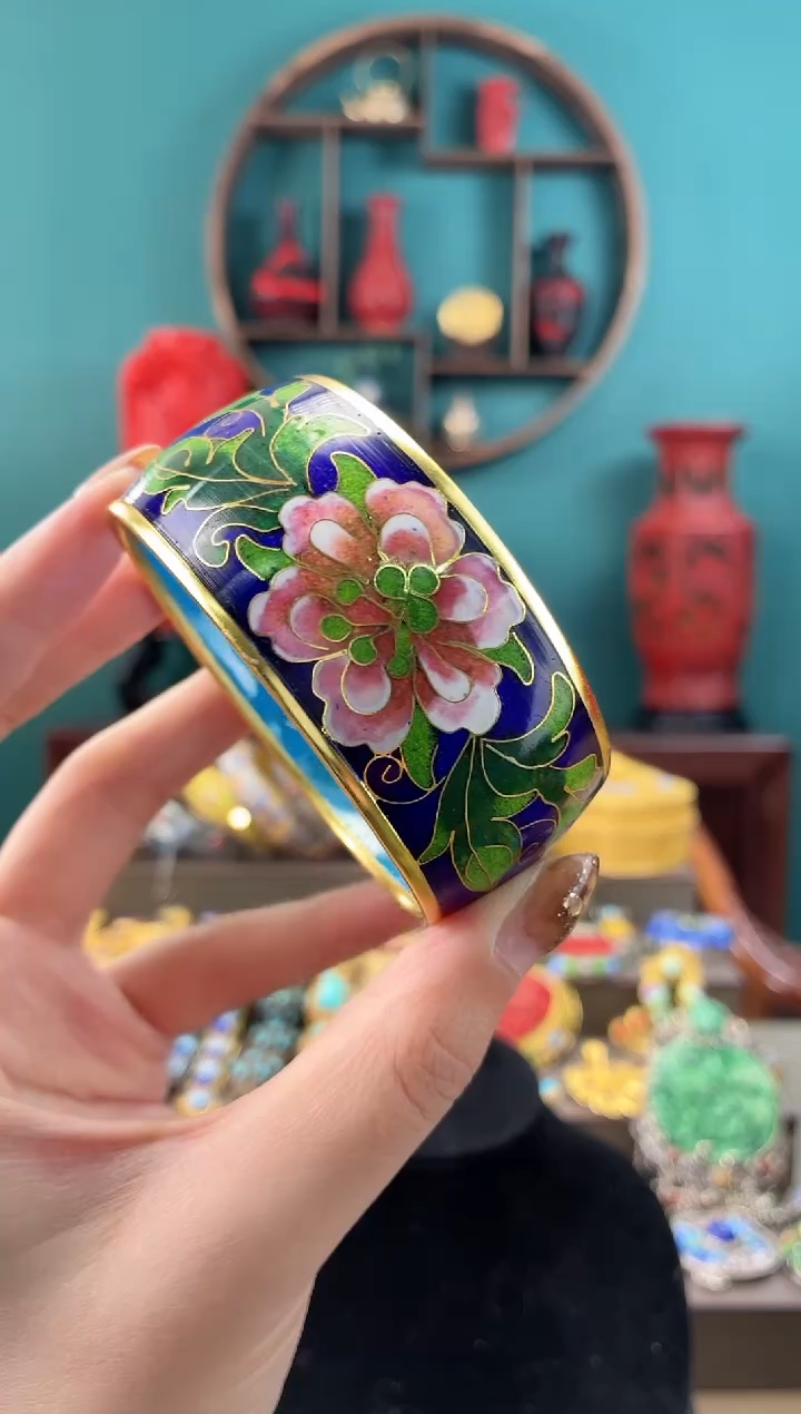  非遗景泰蓝轮胎镯子59-65宝蓝花