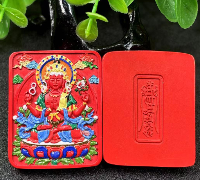 含辰砂工艺品S7107-朱砂观音吊坠-配珠链-多样性发货只发一件