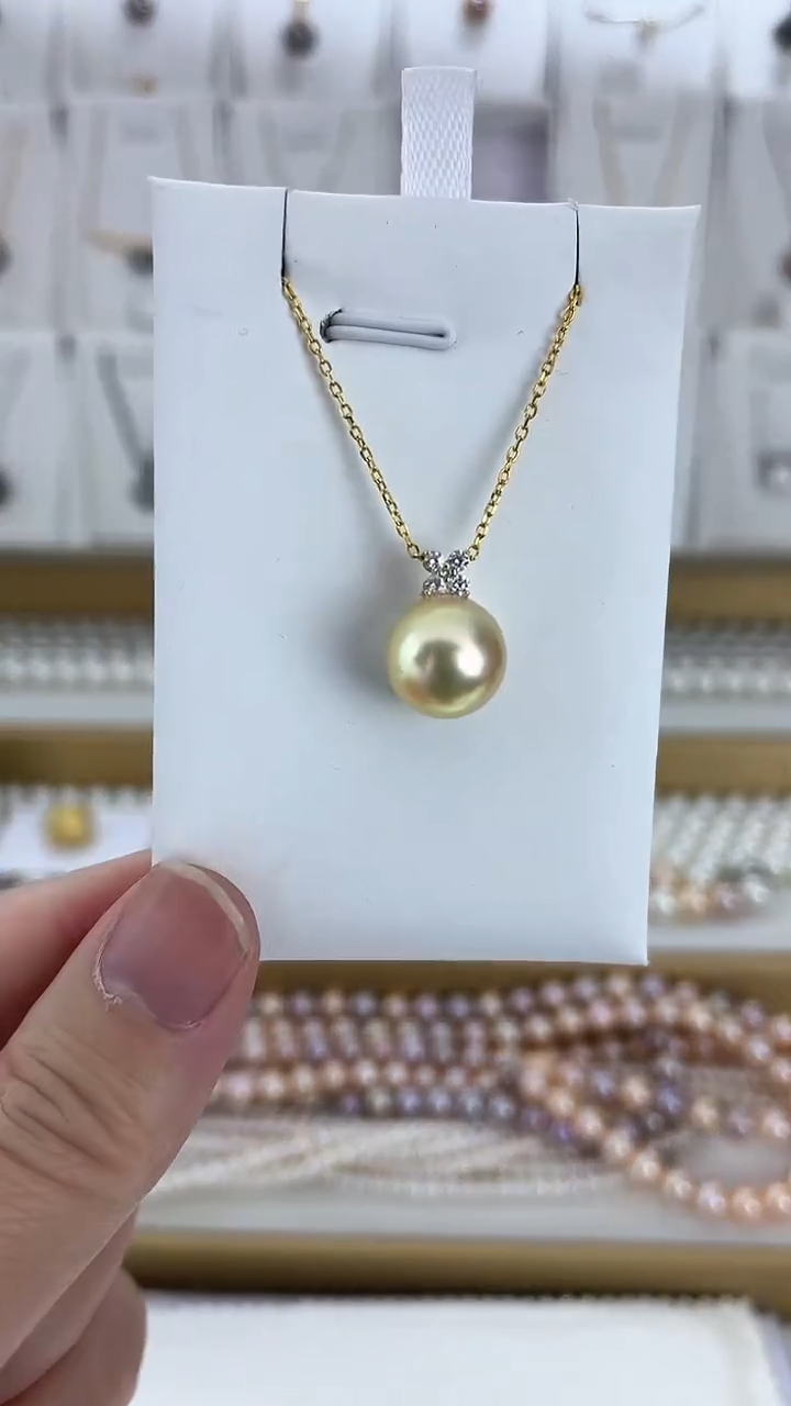 【闪购商品】海水珍珠颈饰未镶嵌天然极光珍珠浓金金珠吊坠