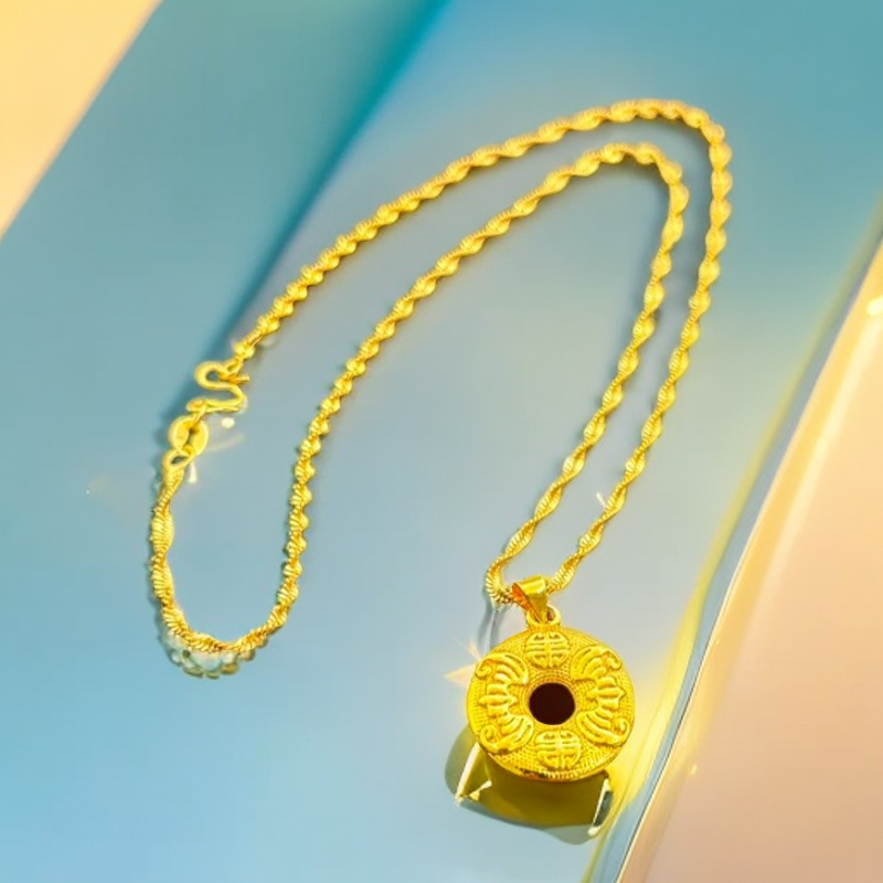 【心心专属】时尚平安金钱扣吊坠DZ61319+赠合金链