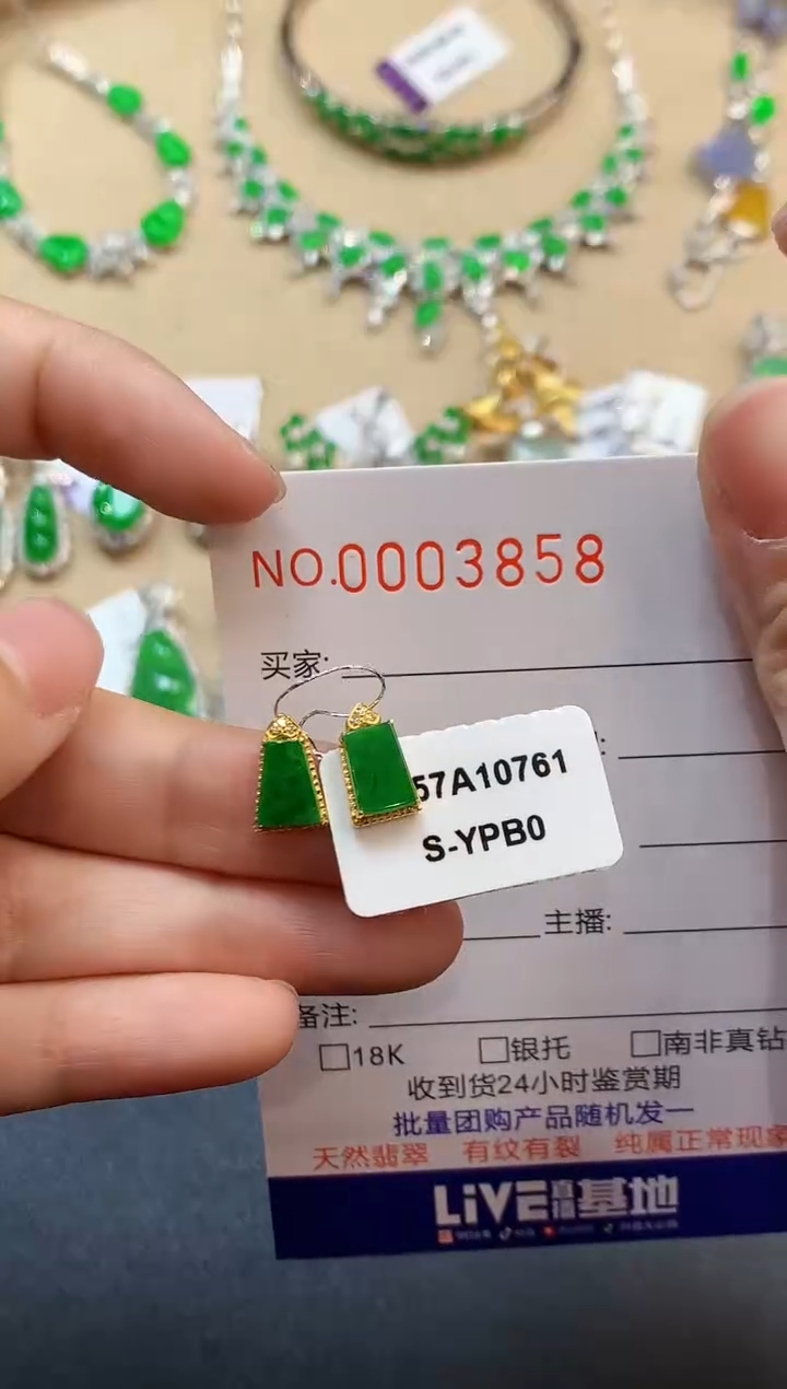 【闪购商品】翡翠耳饰18K金镶嵌3858　　