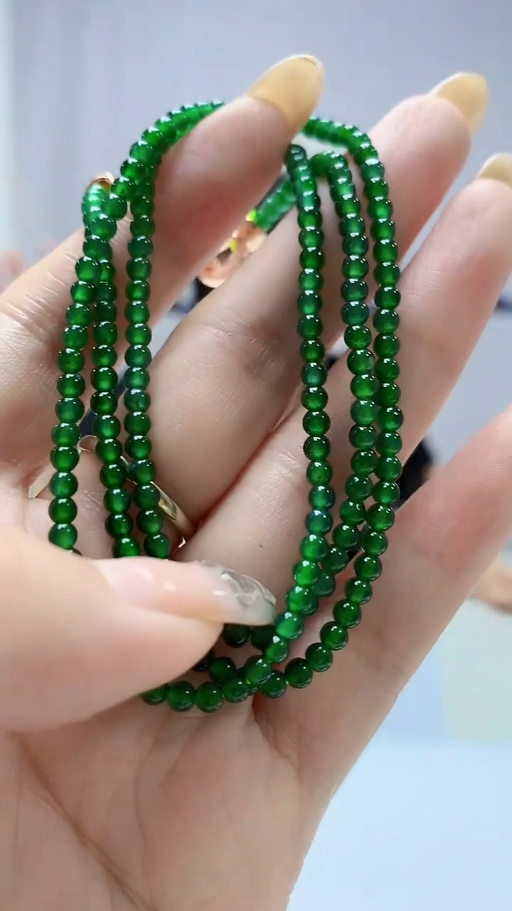 定制翡翠未镶嵌4902DD-毛货珠链42