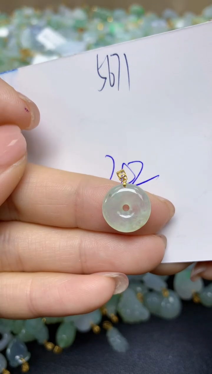 【闪购商品】翡翠挂件18K金镶嵌 天然翡翠A货