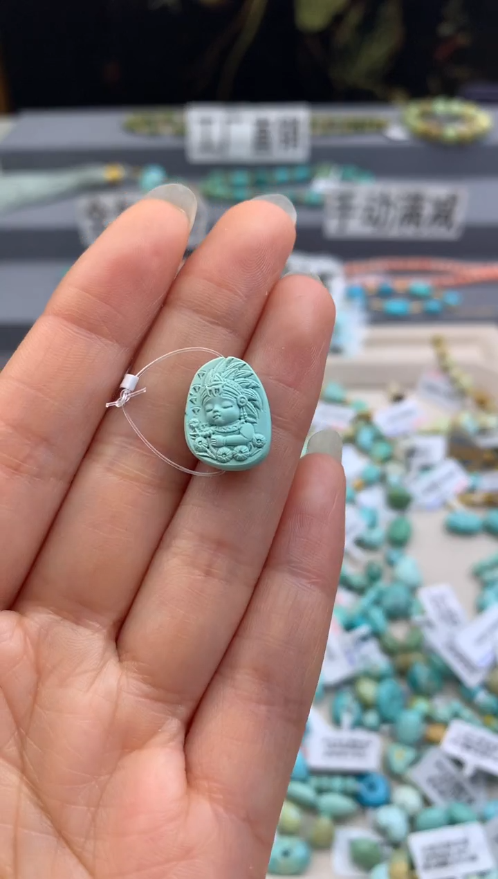 未镶嵌绿松石精工雕刻茜.F65