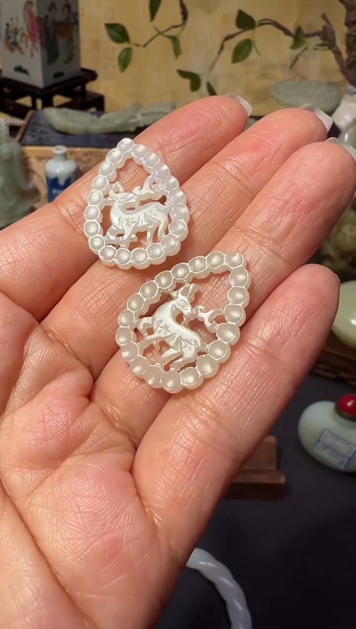 【闪购商品】和田玉一路有你-耳环料