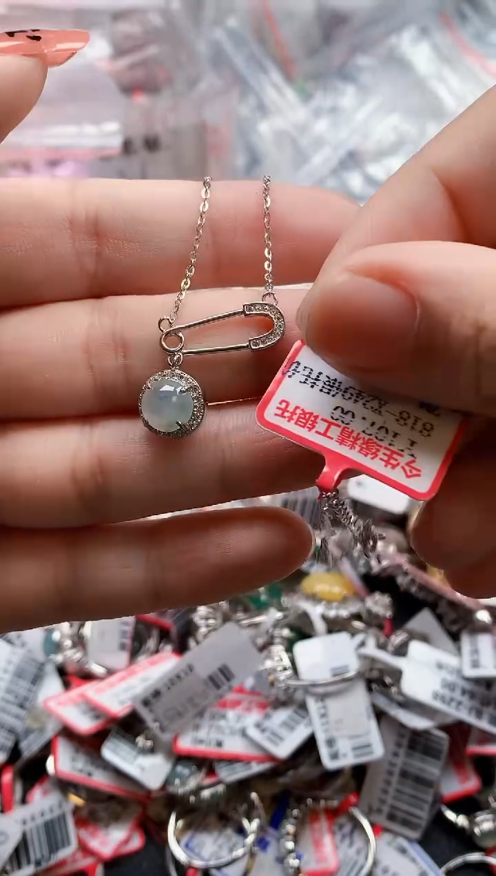 银S925镶嵌戒指翡翠天然A货缅甸翡翠