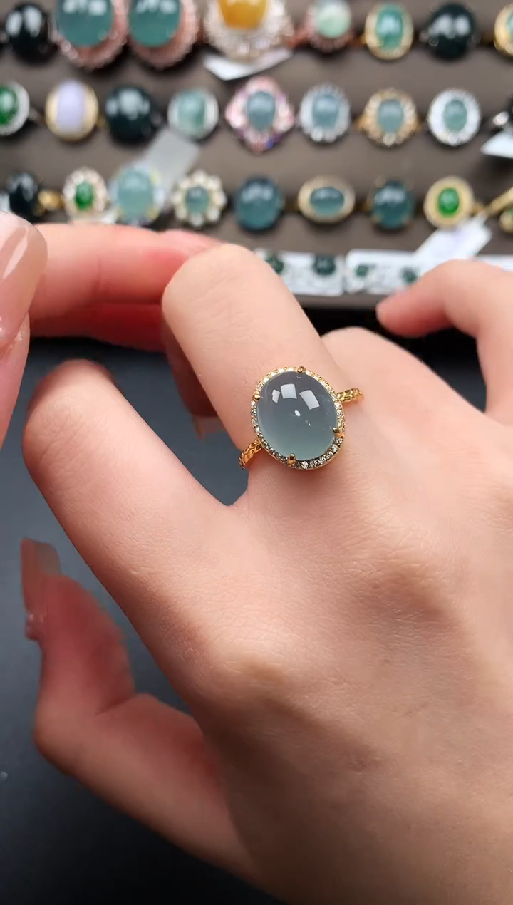 【闪购商品】翡翠戒指银S925镶嵌52141