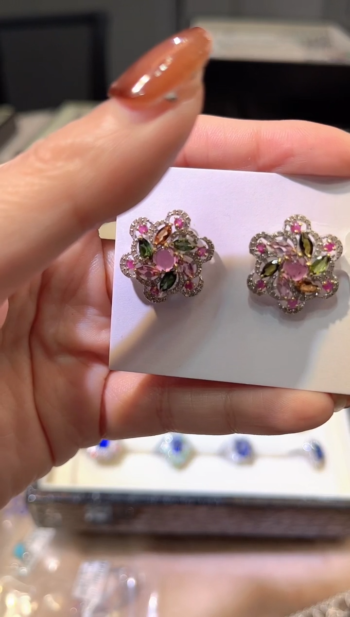 【闪购商品】定制碧玺耳饰未镶嵌耳饰