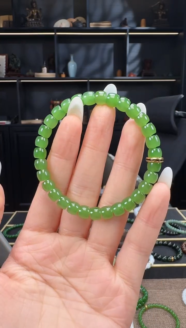 颈饰未镶嵌和田玉7mm碧玉极致手串