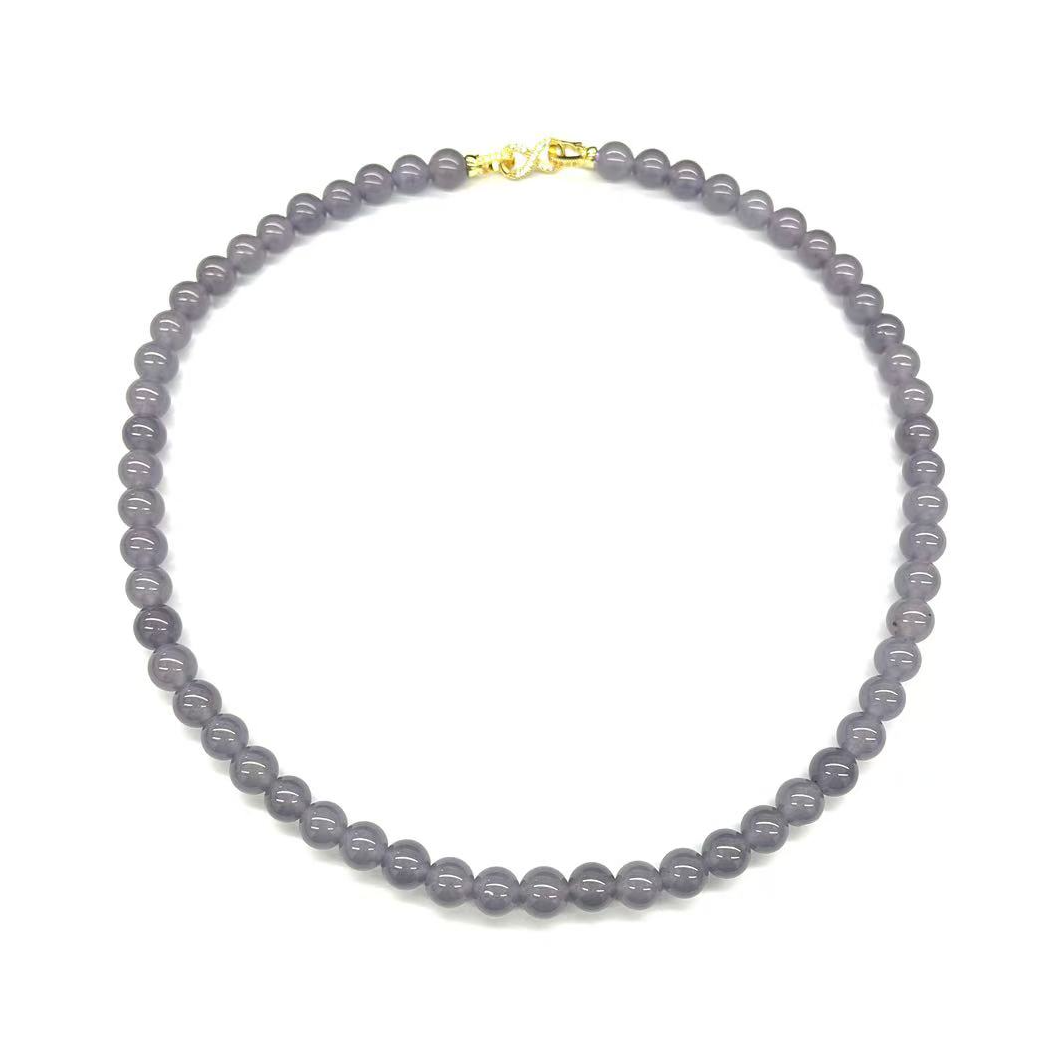 【符老板】x593-国风设计款冰烟紫圆珠项链-妈妈链-赠礼盒