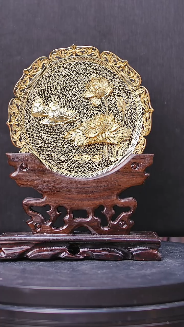 【闪购商品】非遗技艺 鸳鸯戏荷花丝摆件