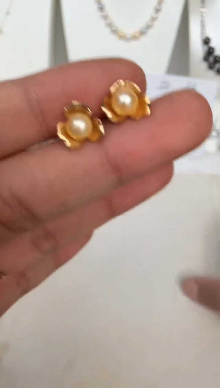 银S925镶嵌耳饰海水珍珠耳钉