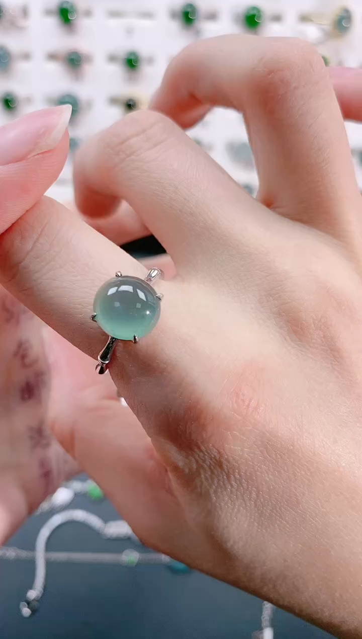 【闪购商品】翡翠戒指银S925镶嵌天然翡翠