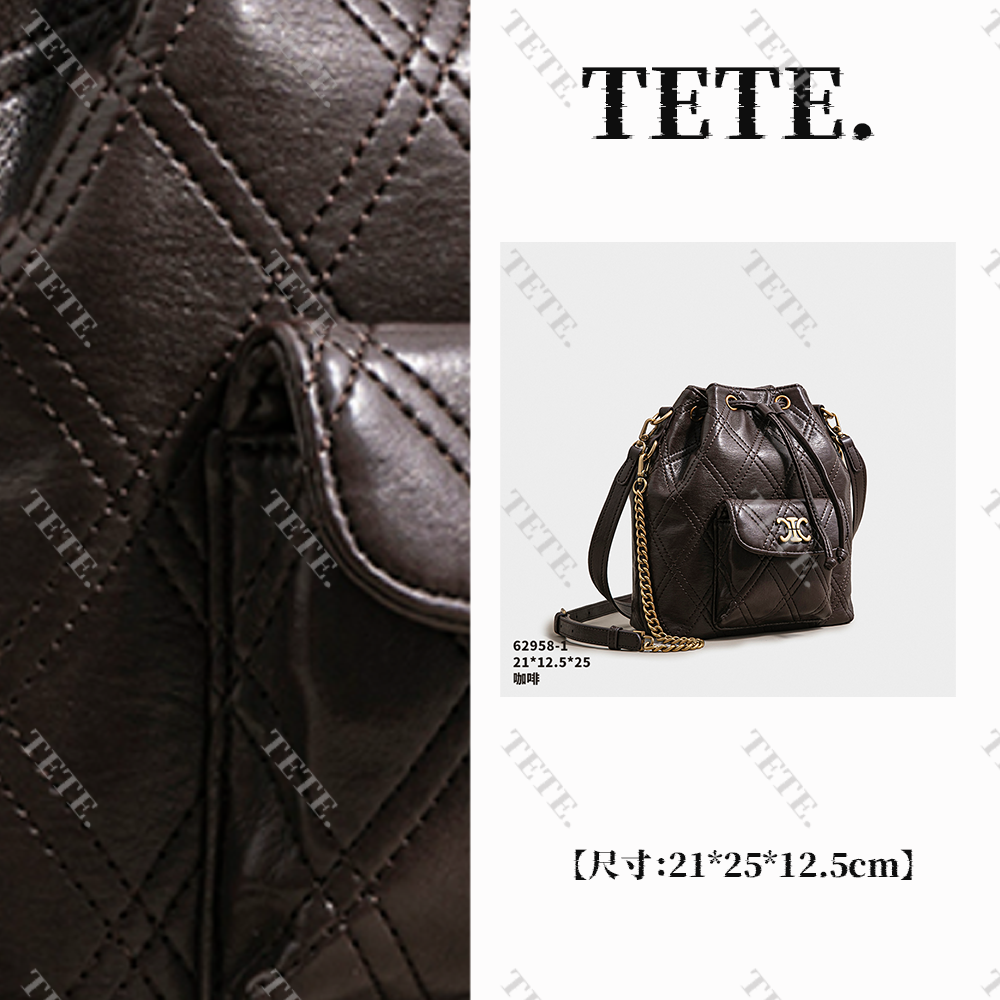 【特特甄选】SK-62958-1-咖啡小众轻奢真皮女包女士休闲高级百搭