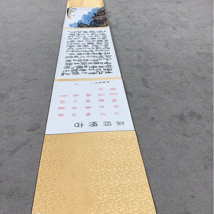 赤壁怀古 甲骨文书法长卷 书法家叶圣兴先生现场书写字画书画