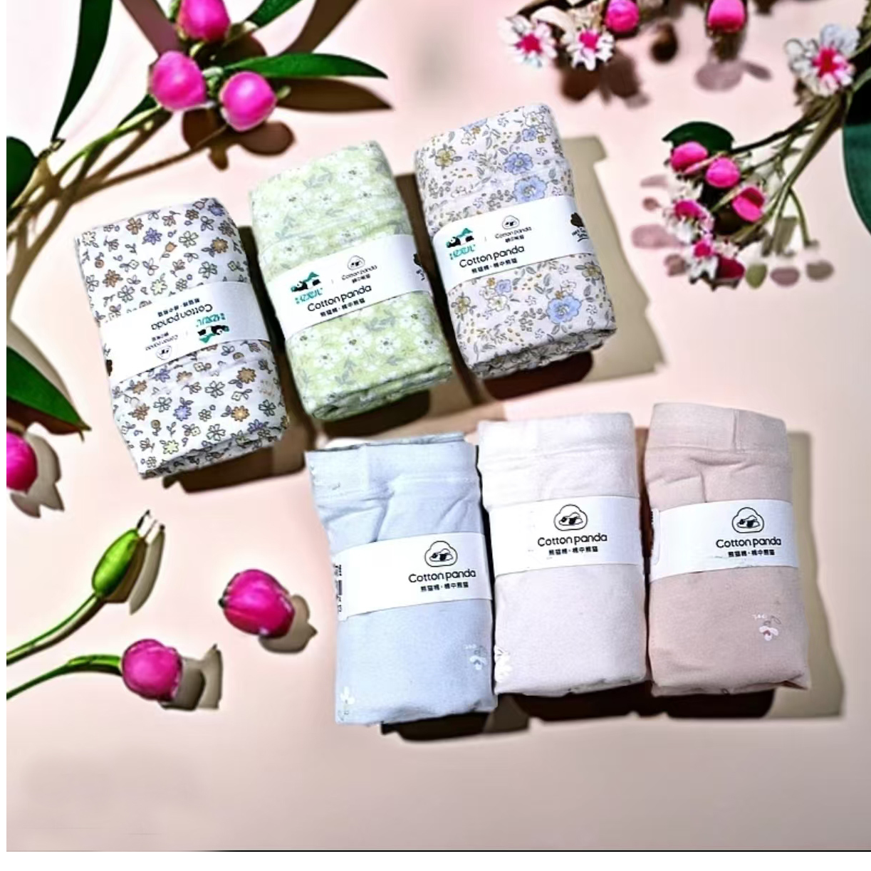 一亩地国货品牌 女士纯棉100支新疆棉熊猫棉柔软舒适亲肤内裤
