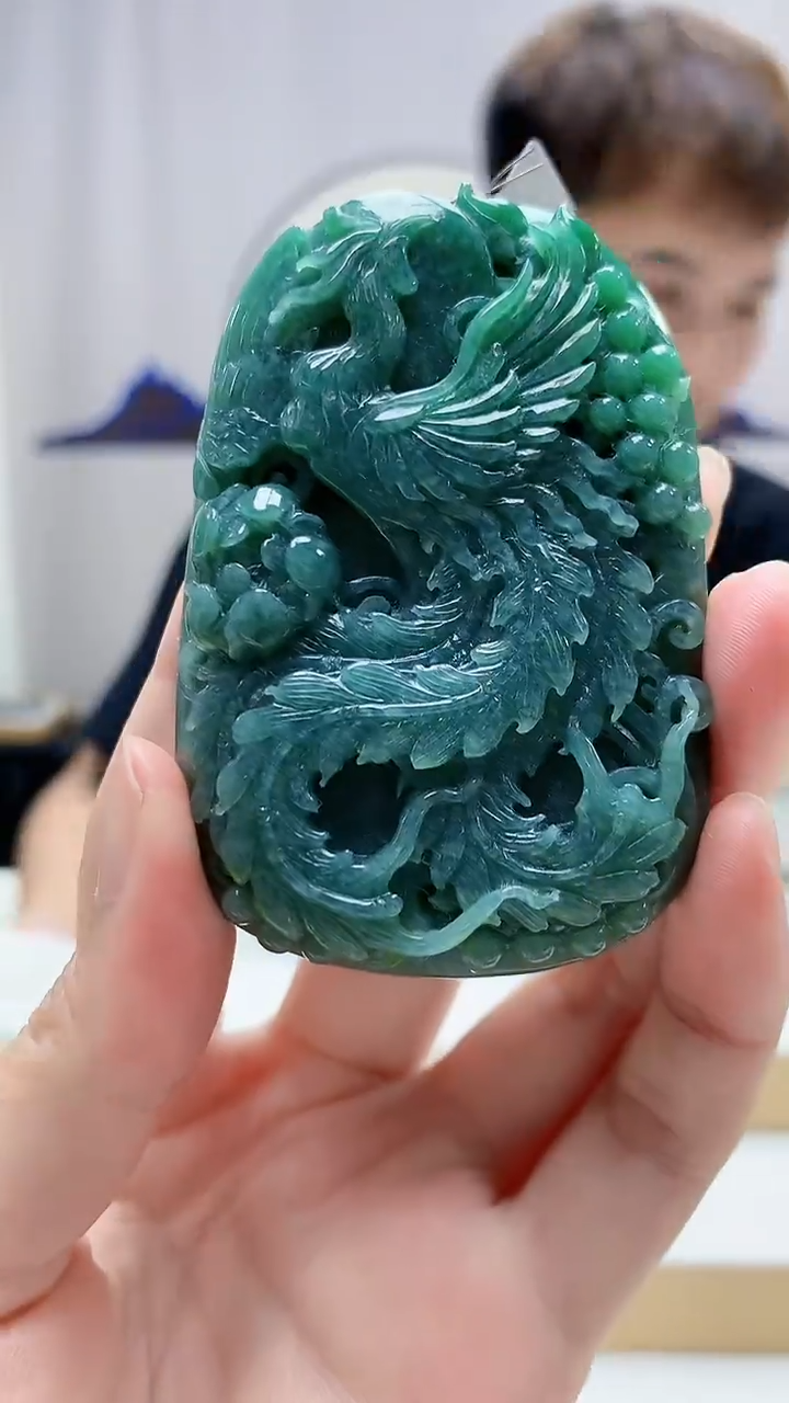 未镶嵌定制翡翠4868zm-毛货挂件凤凰62