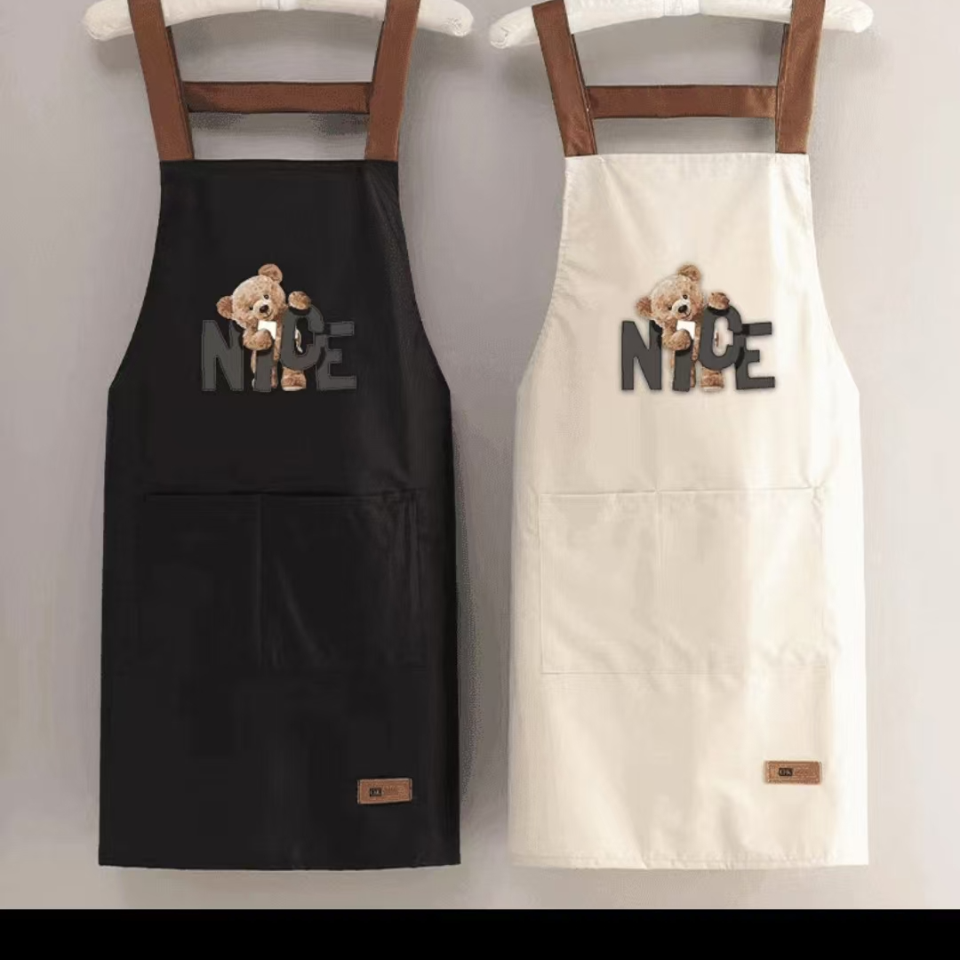 【2条装】成人时尚防水防油围裙工作服家用洋气做饭无袖韩版-M