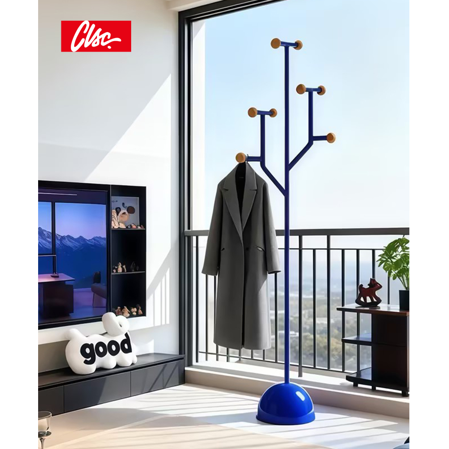 CLSC落地衣帽架金属多杆客厅卧室玄关入户收纳架家用多巴胺挂衣架