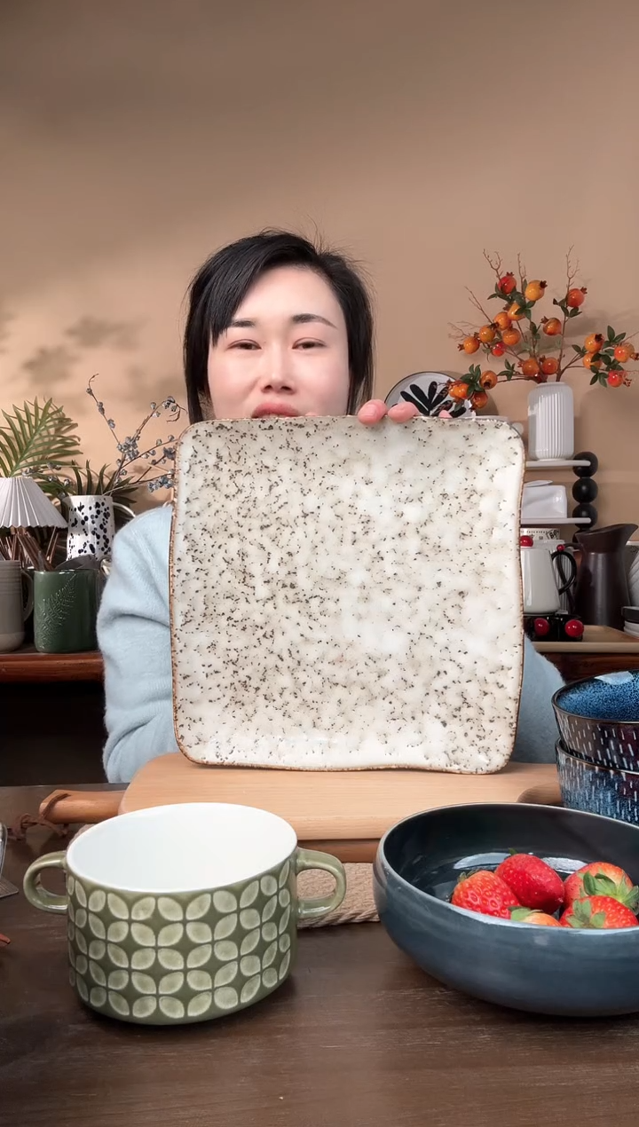 【闪购商品】瓷片10.8英寸异形窑变麻点大方盘微瑕