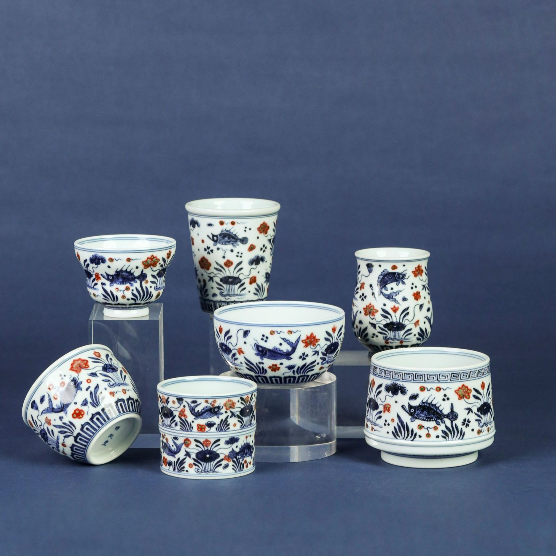 『瑶瑶严选』明和堂鱼藻茶杯系列釉里红手绘创意多样手工陶瓷茶杯