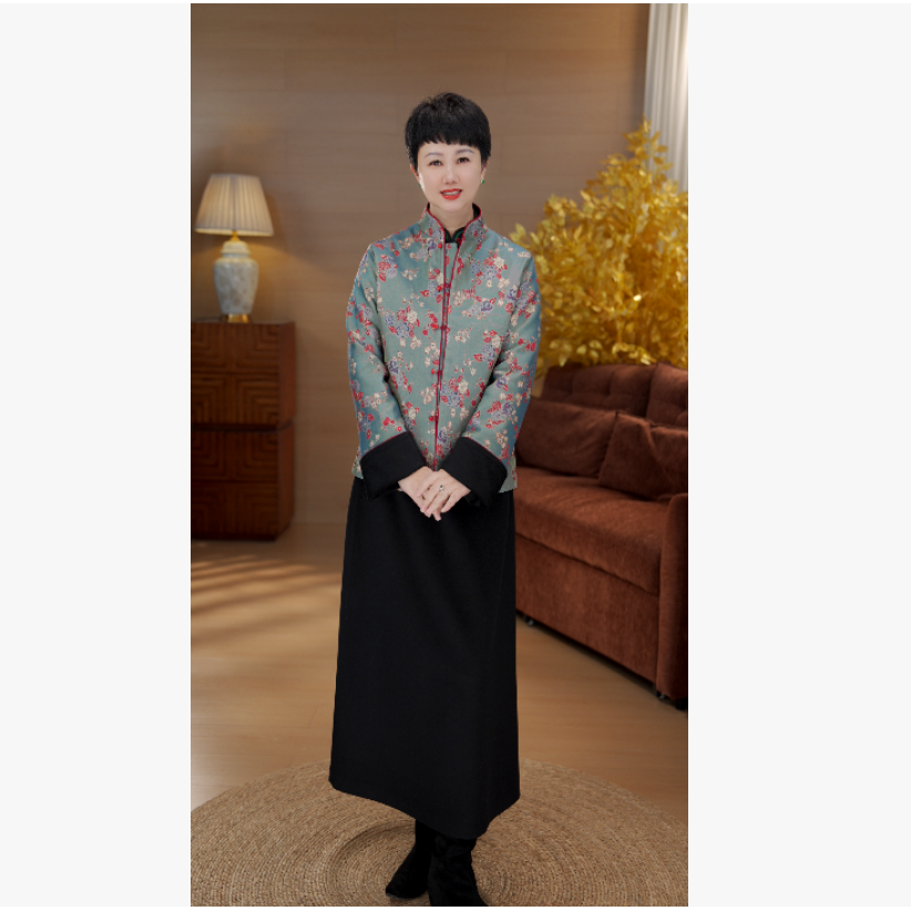 25年冬织金蜀锦工艺百分百羊毛双面穿连袖新中式上衣外套A31119