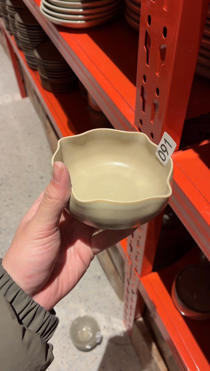 瓷片你****点91奶白色手工四角碗1个