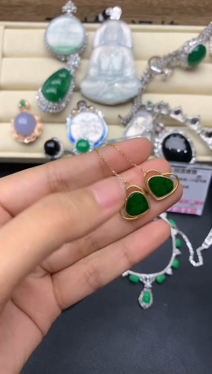 【闪购商品】翡翠耳饰18K金镶嵌394-中国好珍宝