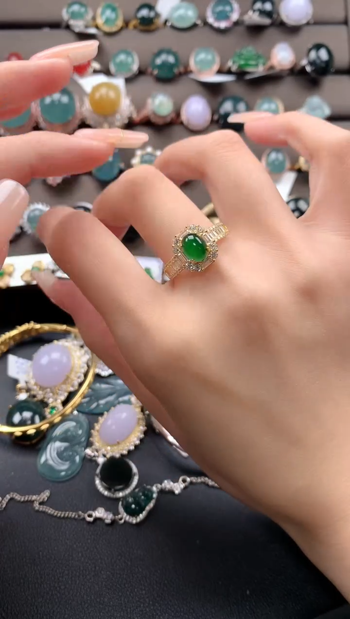 【闪购商品】翡翠戒指银S925镶嵌432432