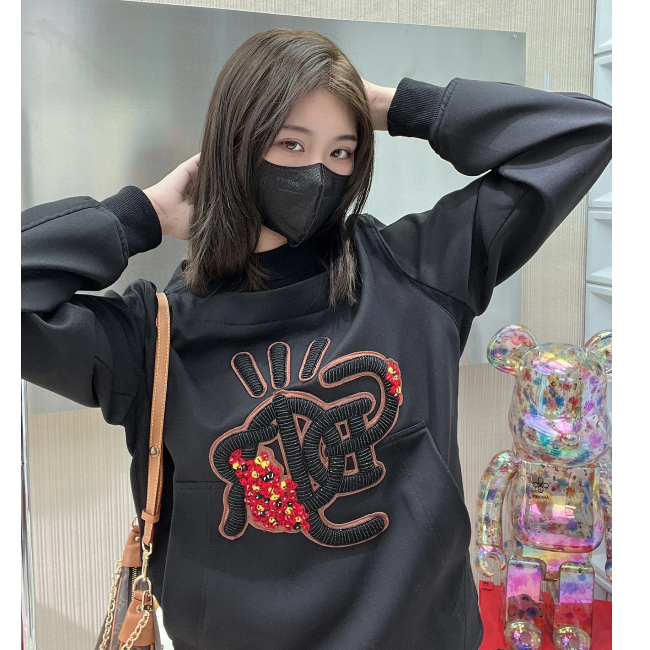 未使用 DIOR/迪奥 长袖高领卫衣 黑色/46/48