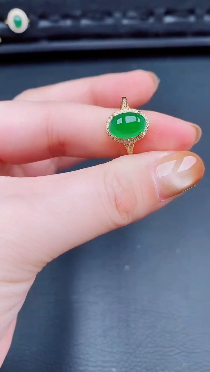 【闪购商品】翡翠戒指银S925镶嵌天然a货翡翠454