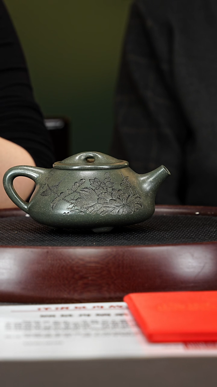 茶壶紫砂34GSZ景舟石瓢 雪花绿泥350cc