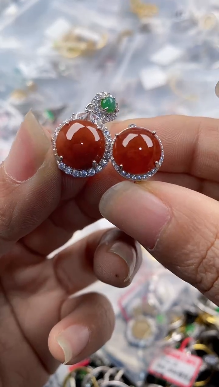 银S925镶嵌戒指翡翠444---6