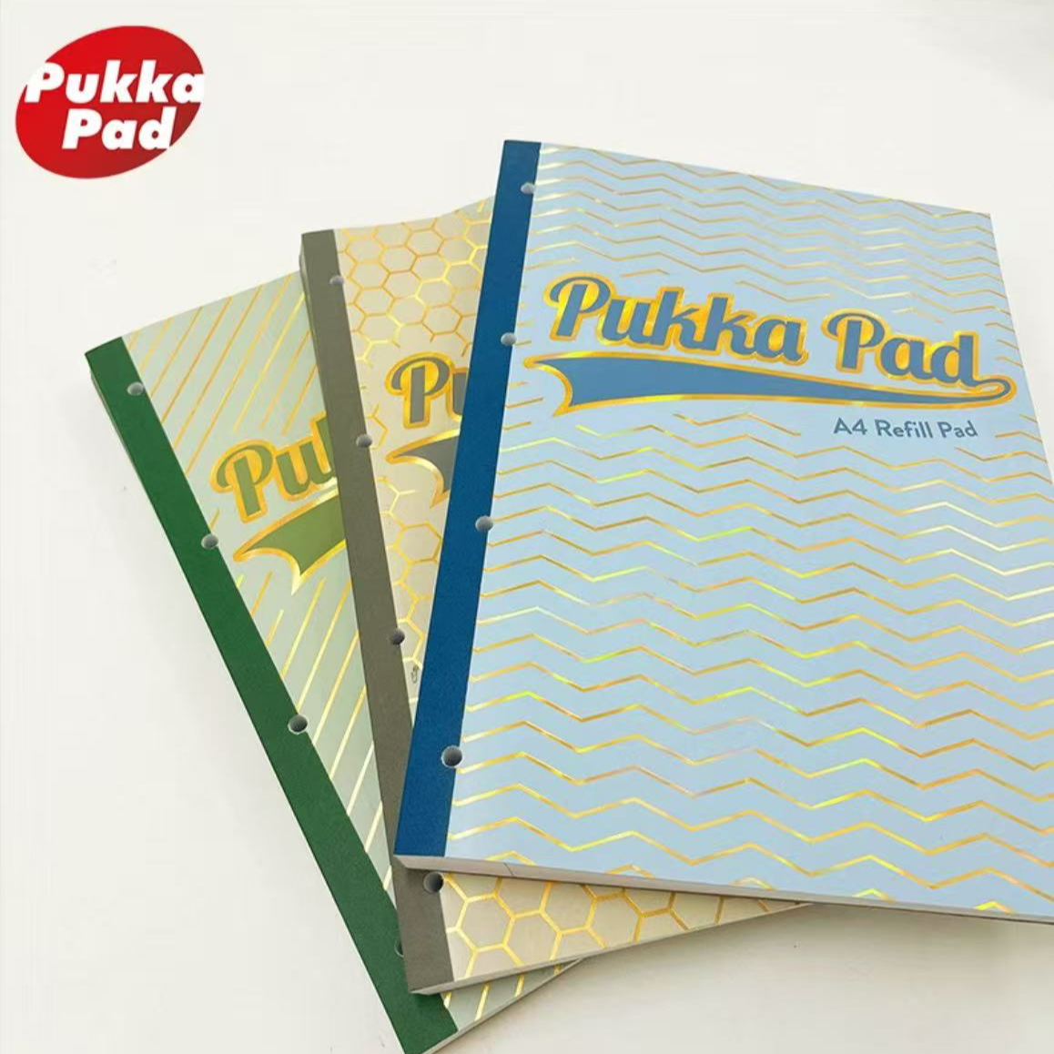 PukkaPad侧翻烫金创意可撕A4横线加厚笔记本大学生记事本带孔易撕