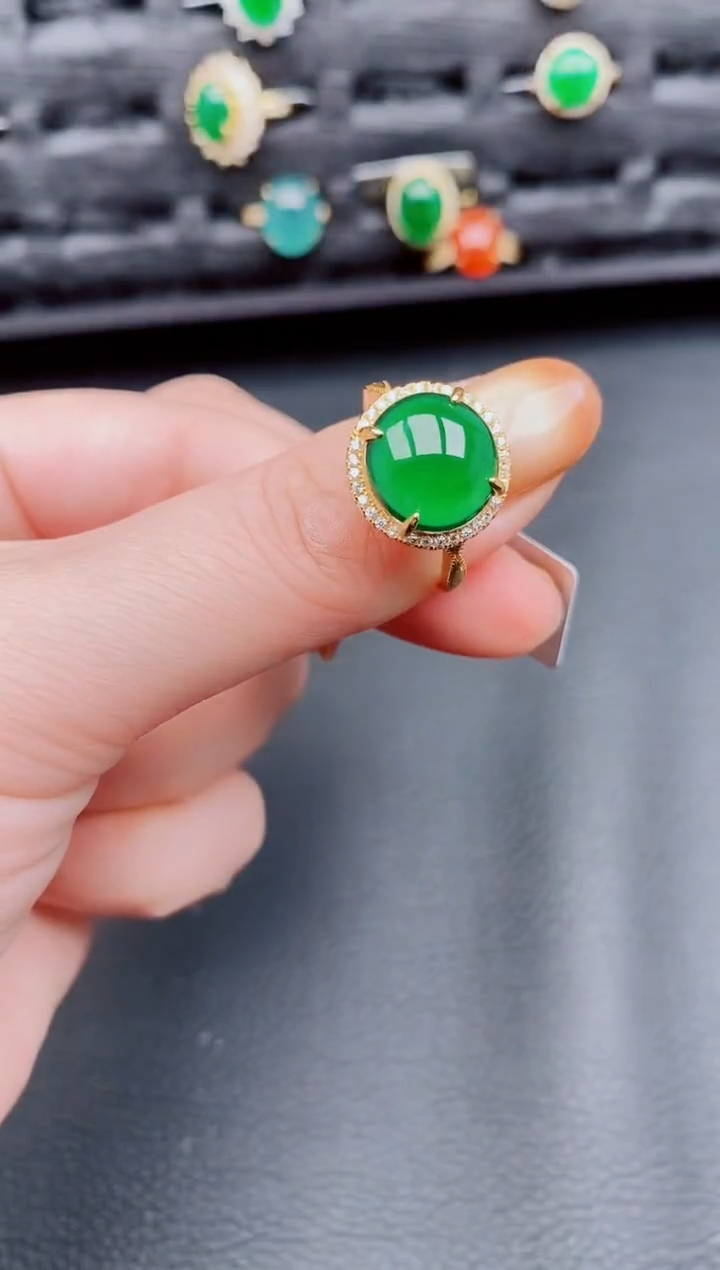 【闪购商品】翡翠戒指银S925镶嵌天然a货翡翠279