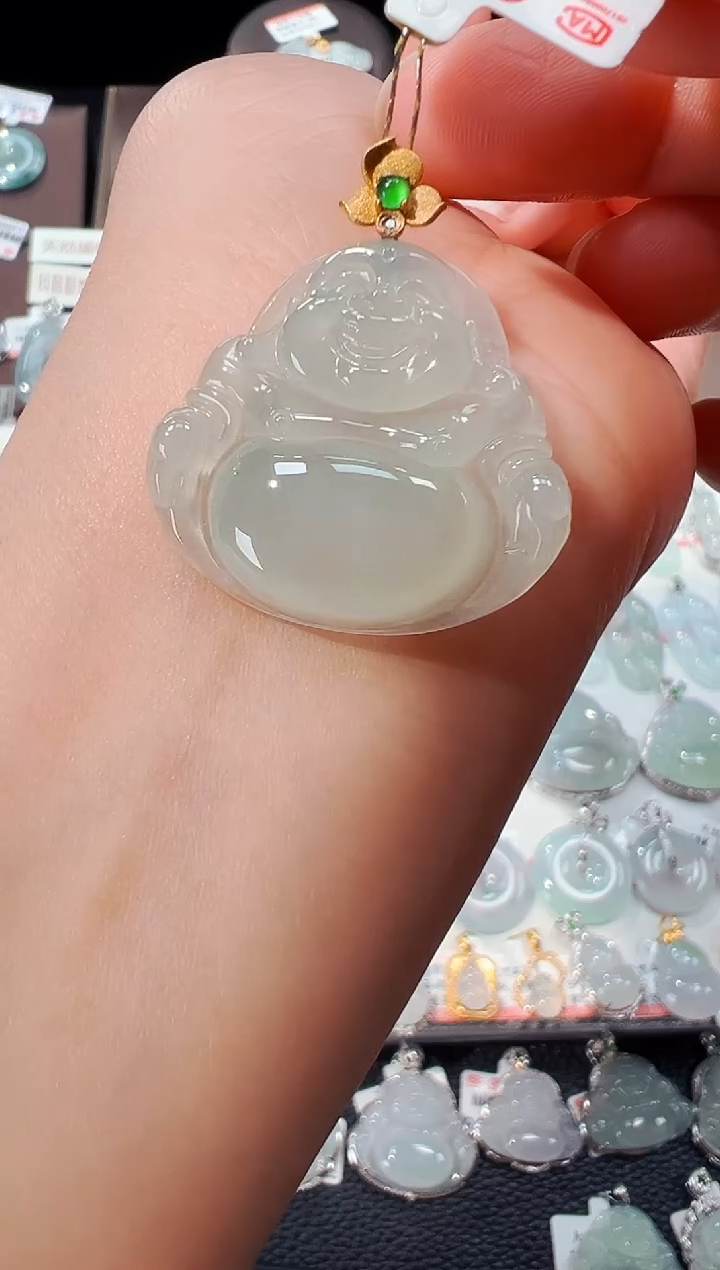 【闪购商品】翡翠吊坠(不含链)18K金镶嵌佛公吊坠98A
