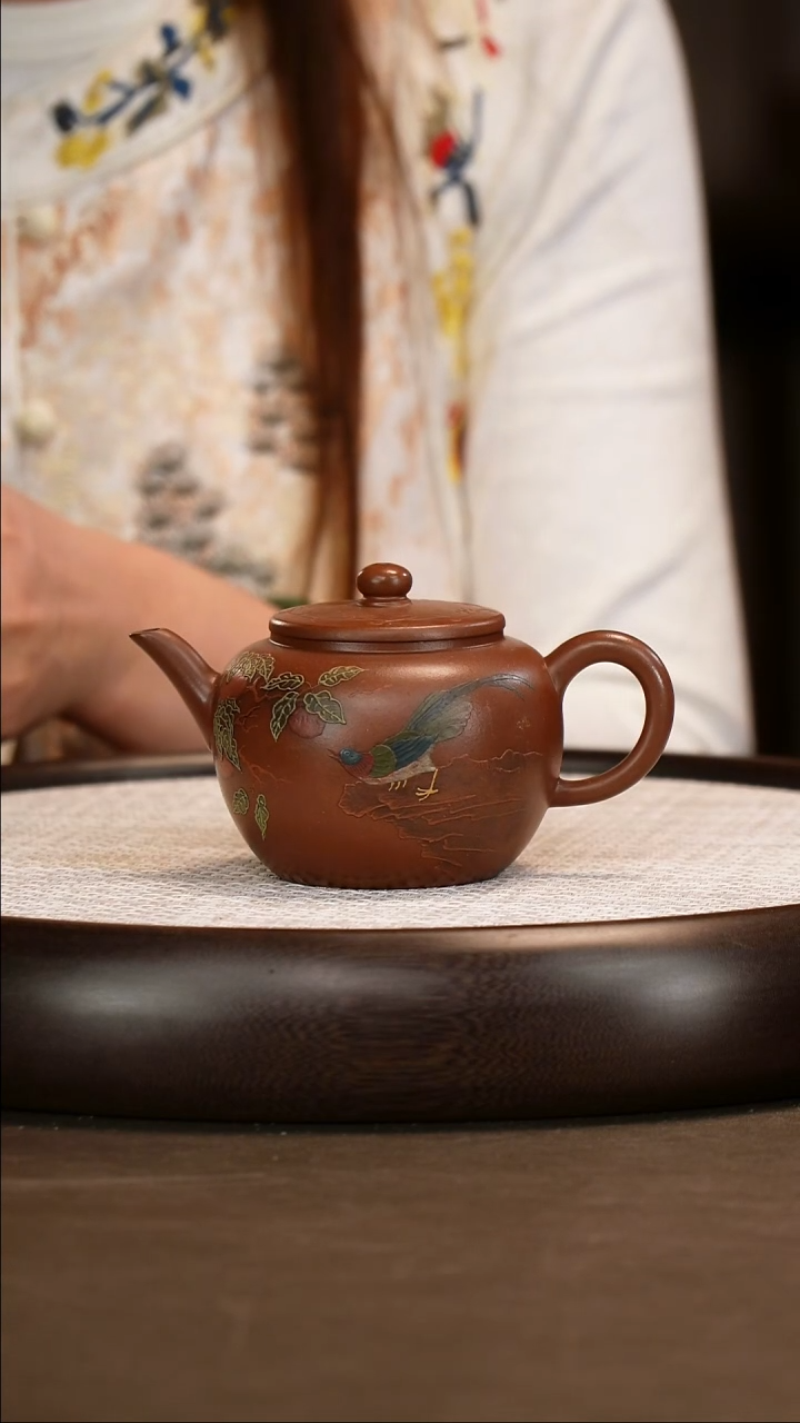 紫砂茶壶【陈小听】老紫泥喜事连连 280cc