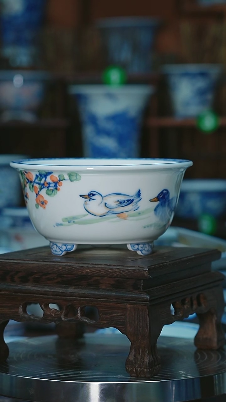 【闪购商品】摆件手绘陶瓷内口11.7高6.7深