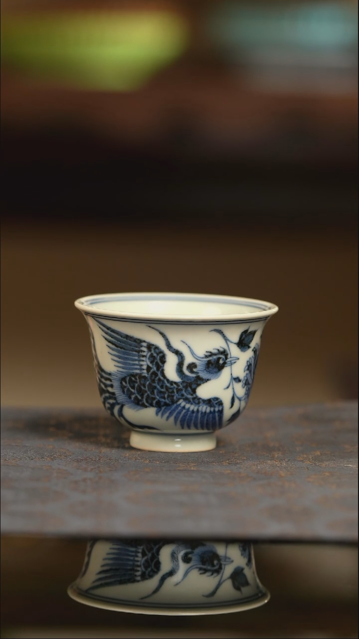【闪购商品】明续幽蓝凤凰主人杯杯