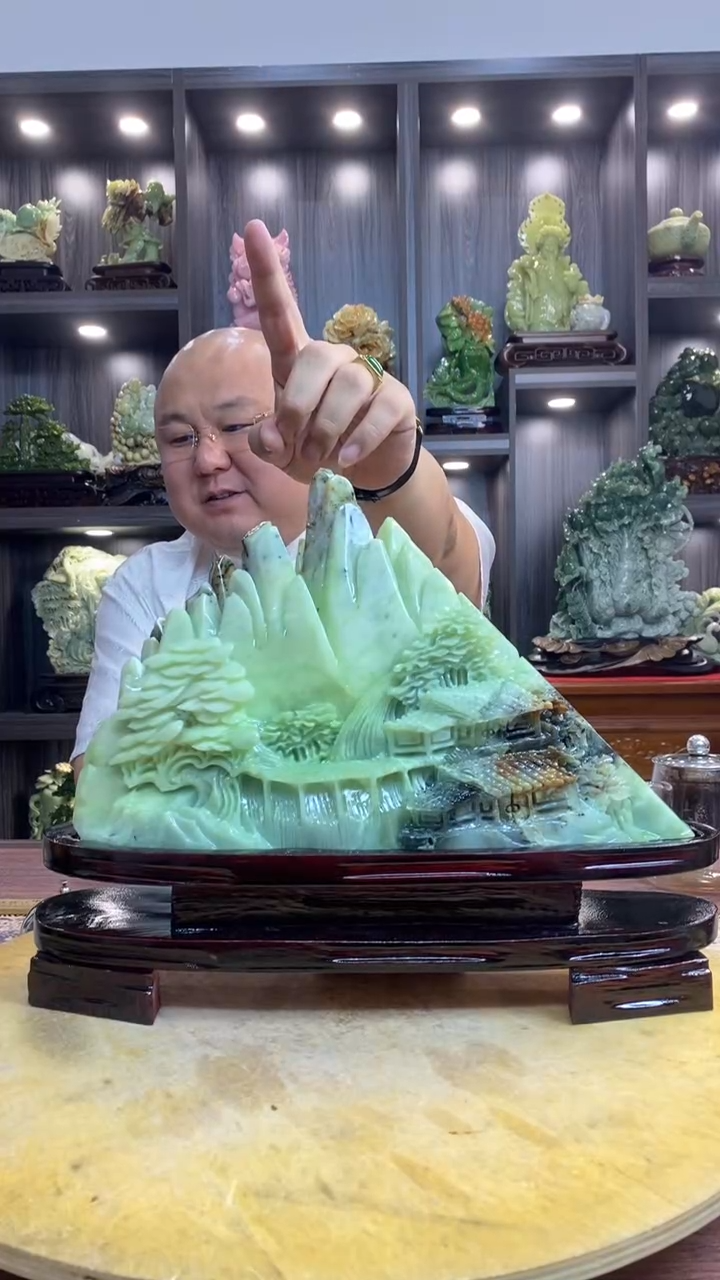 玉艾**迪玉岫岩料手工雕刻装饰摆件居家送礼一物一图精品摆件