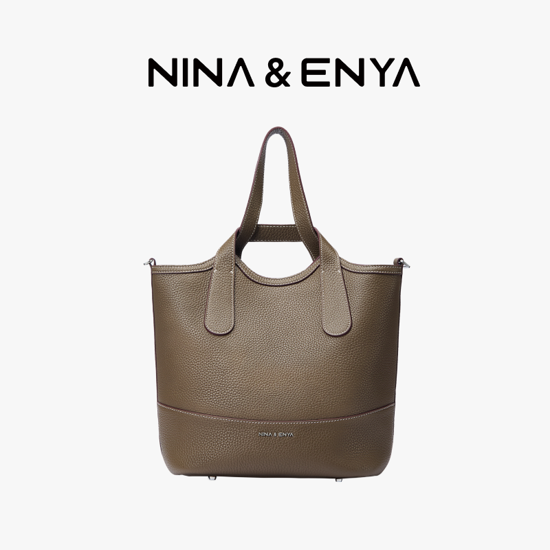 NINA&ENYA妮娜恩雅吊篮包大号真皮托特包大容量女士通勤托特包