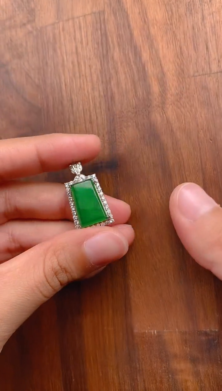 【闪购商品】翡翠吊坠(不含链)银S925镶嵌无事牌