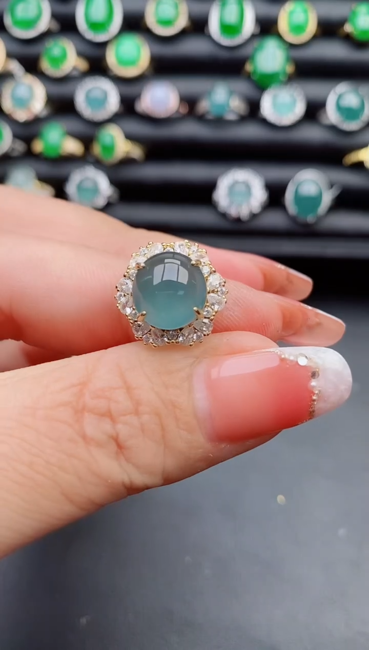【闪购商品】翡翠戒指银S925镶嵌5080