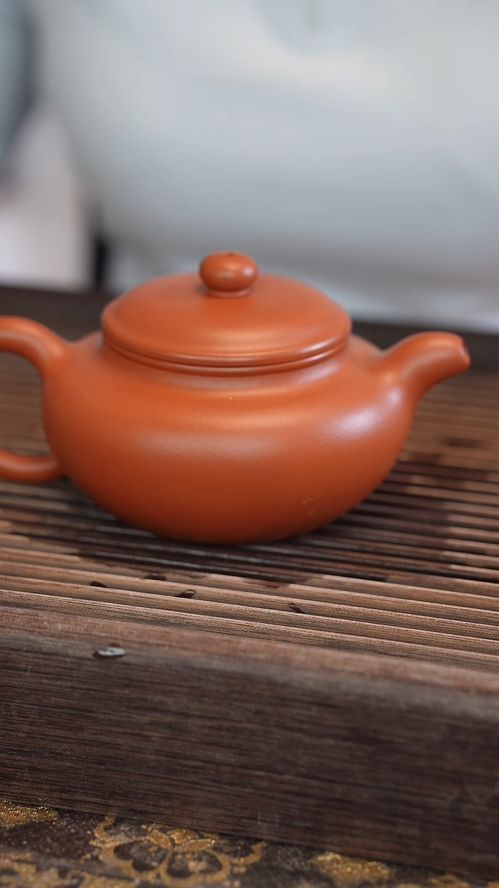 茶壶紫砂仿古朱泥 半手工 300cc【宽口】