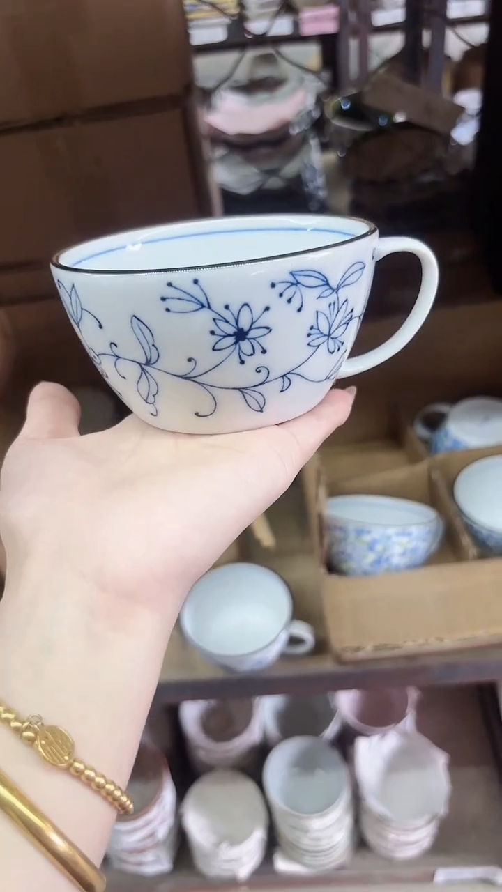 陶瓷线唐草早餐杯一个