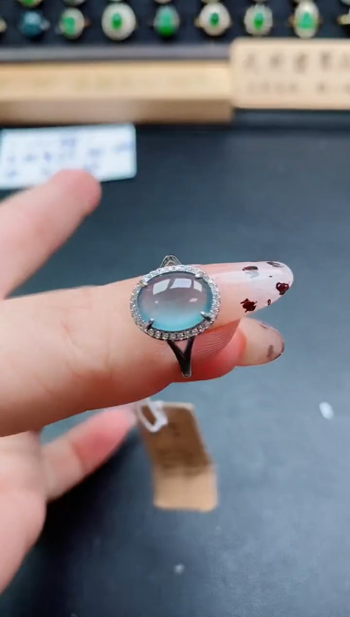银S925镶嵌戒指翡翠1