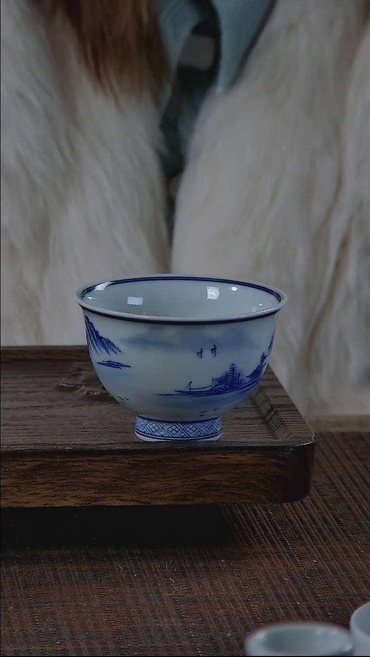 【闪购商品】折葵非器手工手绘山水高足杯