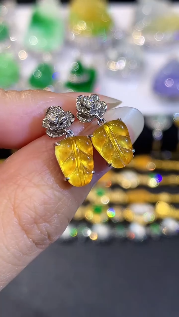 翡翠18K金镶嵌耳饰ZML多样性发其一